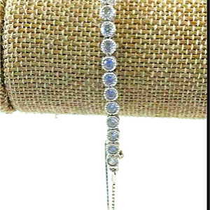 IBB SIGNED SOLID .925 CZ ADJUSTABLE BOLO TENNIS BRACELET